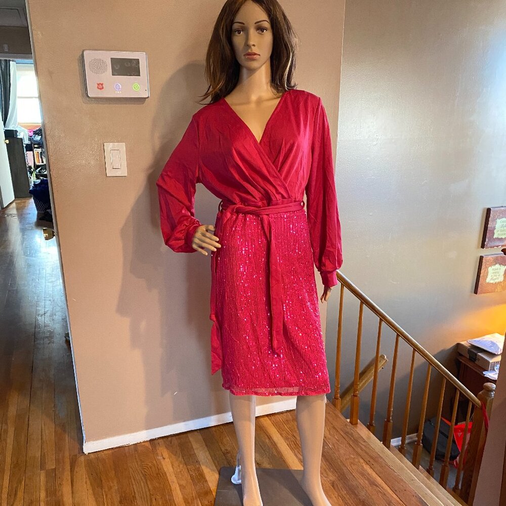 Grace Karin Hot Pink Sequin Dress NWT Size XL